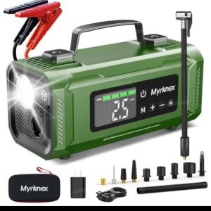 7-in-1 Portable Car Tyre Inflator with Jump Starter and Power Bank