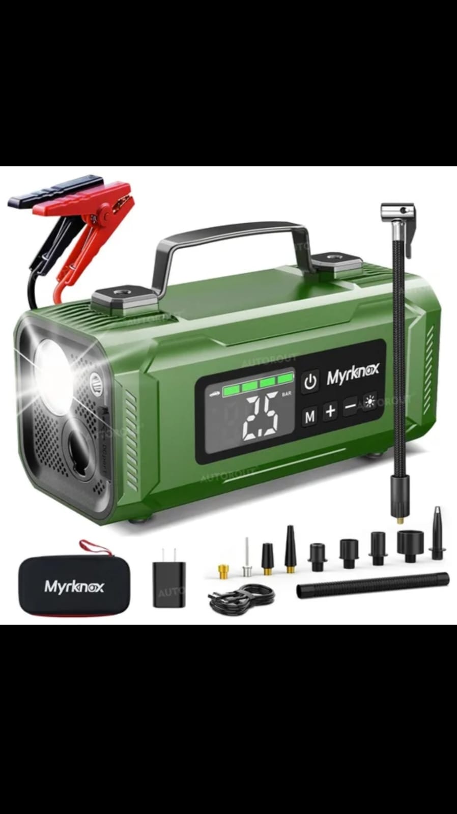 7-in-1 Portable Car Tyre Inflator with Jump Starter and Power Bank