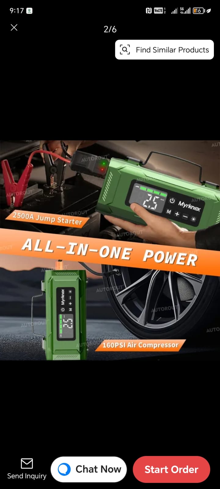 7-in-1 Portable Car Tyre Inflator with Jump Starter and Power Bank - Image 3