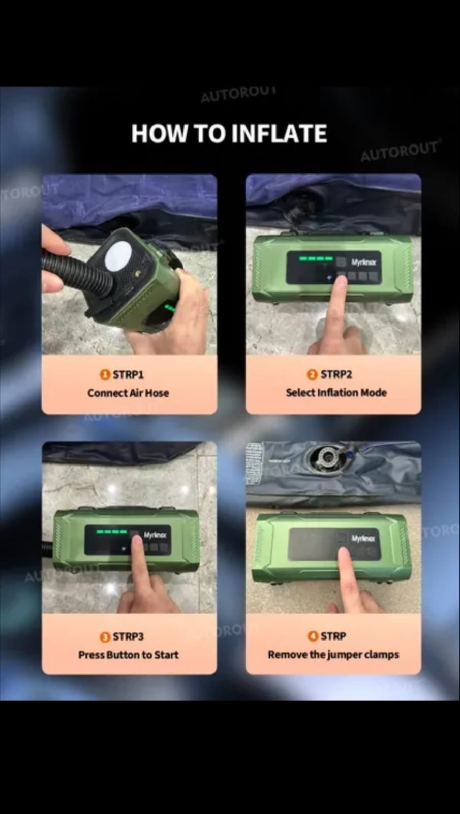 7-in-1 Portable Car Tyre Inflator with Jump Starter and Power Bank - Image 2